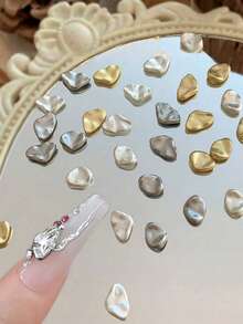 10 piezas Decoraciones de arte de uñas asimétricas de oro y plata metálicos, suministros para uñas, encantos para uñas, gemas para uñas