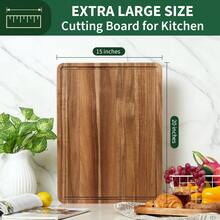 Large Acacia Wood Cutting Boards For Kitchen, Extra Large Wooden Cutting Board With Juice Groove, Reversible Butcher Block Cutting Board For Meat And Veggies, Multi-Sizes For Choices - wood color - View 8