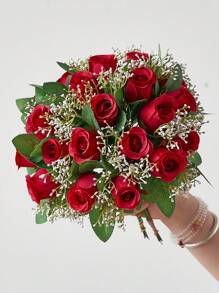 1/5/10 buc trandafiri albi artificiali cu frunze, flori artificiale pentru buchete de nuntă, mireasă și domnișoare de onoare, flori de trandafiri de mătase pentru decorarea casei