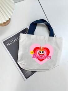 THE POWERPUFF GIRLS Cute Cartoon Policewoman Design Canvas Lunch Bag, Tote Bag With Large Capacity, Suitable For Students, Office Workers