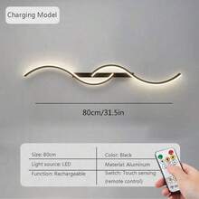 1pc USB Rechargeable LED Wall Light, Dimmable With Remote Control, 5V2A 4000mAh, 60/80cm LED Light Bar, Black Aluminum & Iron Material, Easy Installation, Suitable For Bedroom, Living Room, Hallway, Staircase, Dining Room And More - Rechargeable Remote Control - View 13