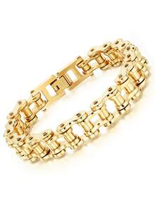 1 件时尚自行车链嘻哈不锈钢手链，个性化朋克珠宝