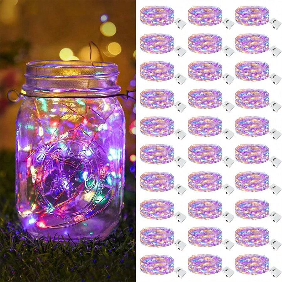 LED Fairy Lights Battery Powered, 7FT 20 LED Waterproof Mini Twinkle String Lights, Battery Powered, Suitable For Wedding Mason Jar Party Christmas Decorations - 彩色光 - 查看 1