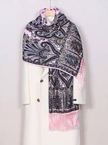 1pc Paisley Pattern Elegant Polyester Scarf, Printed Long Scarf/Shawl For Autumn/Winter - Multicolor - View 10