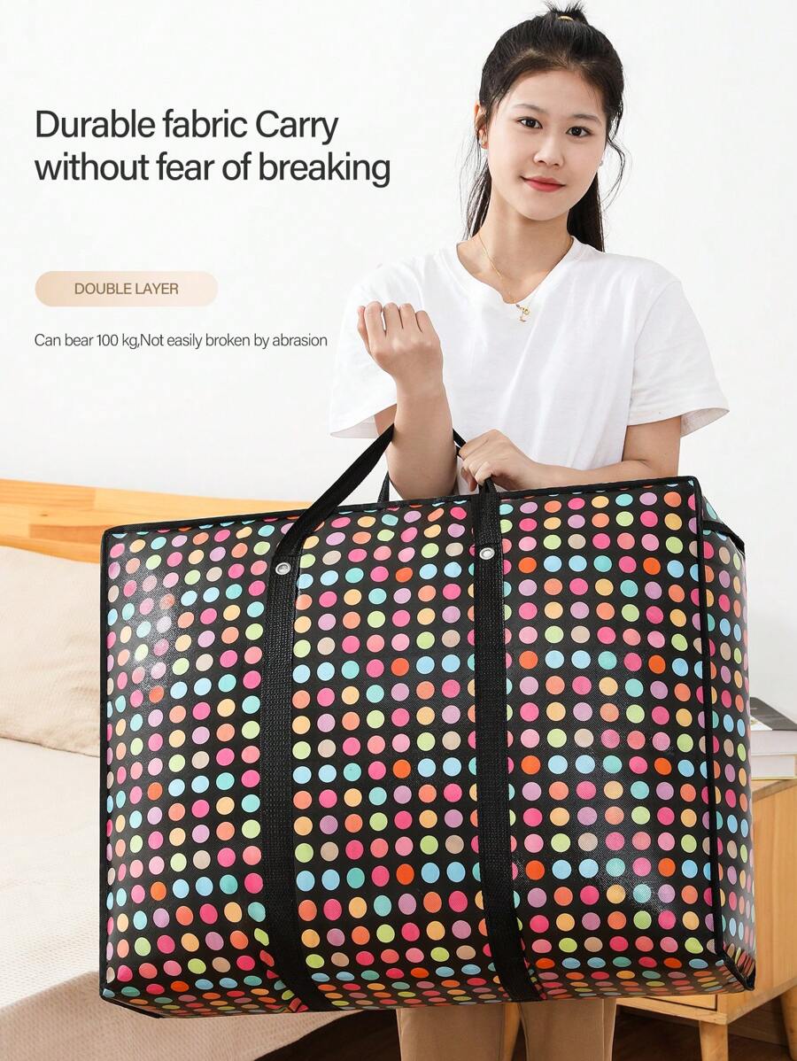 1pc Small Round Dot Storage Bag Portable Home Organizing Bag Storage Bag Organizing Bag Multifunctional Storage Suitable For Moving Dormitory Tourism Warehouse Storage Dots Dorm Room Essentials Clothes Organizer Closet Organization And Storage Bedroom