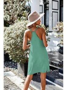Women's Racerback Sleeveless Nightgown, Sleepwear - 青瓷綠 - 查看 5