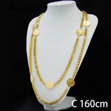Collar largo de boda diseño árabe chapado en oro 21k, joyas islámicas de Dubai para mujeres, novias, compromiso y fiestas, joyería italiana