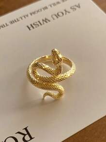 1pc Fashionable & Exquisite S925 Sterling Silver 18K Gold Plated Snake Ring, Suitable For Party Wear
