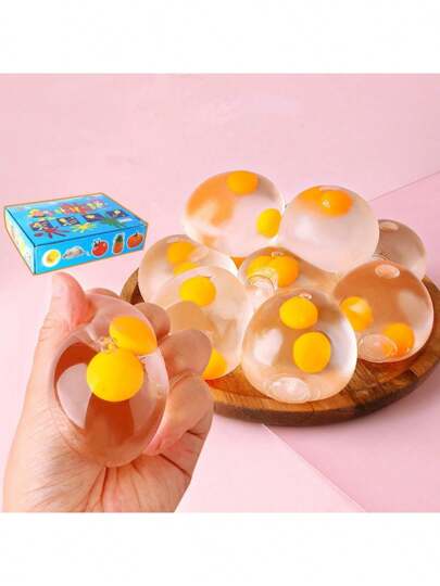 2pcs/1pc Simulation Squeeze Egg Toy, Creative Funny Stress Relief Novelty Gadget, Double Yolk Decompression Holiday Gifts (Color May Vary Slightly Due To Lighting)