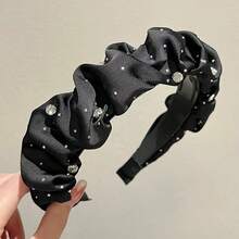 1 băng đô đính đá phong cách Hàn Quốc, vòng tóc xốp màu pastel lấy cảm hứng từ Dopamine, phụ kiện tóc dự tiệc tối giản thanh lịch và ngọt ngào - Vàng nhạt - Xem 15