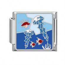 1 件海洋系列不锈钢手链组件，以夏季度假海滩风景为主题，DIY 制作手链项链首饰，可自由搭配不同风格 - 銀色 - 查看 11