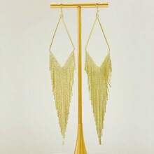 1 paire de boucles d'oreilles longues à franges pendantes, convient pour un port quotidien