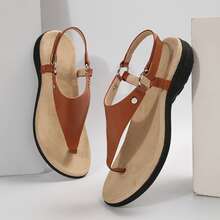 Sandals For Women Slip On Wedge Design Comfortable Step - 棕色 - 查看 3