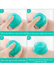 12/10/6/4/1件真空硅胶拔罐套装，脱脂硅胶吸杯按摩美容拔罐配件，面部吸杯，瘦身拔罐配件（用于按摩和放松，改善腰线，身体按摩拔罐，健康人士，促进血液循环，放松技巧，缓解压力，理想的身体按摩器） - 綠色 - 查看 7