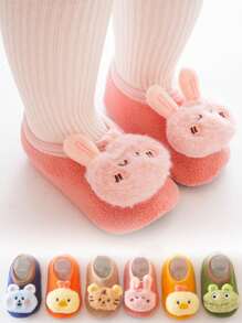 1 par de nuevos calcetines para bebé antideslizantes de diseño de tigre, conejo y pollito, para otoño/invierno, cómodos y transpirables para uso diario de infantes, con un diseño adorable y suave