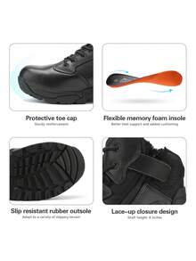 Men's Military Tactical Work Boots Hiking Motorcycle Combat Bootie - Black - View 6