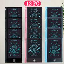 [迷你电子] 24 件迷你液晶手写板 4.5 英寸电子涂鸦板可擦除涂鸦板可重复使用儿童生日礼物 黑色、粉色、蓝色