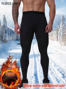 Thick And Warm Base Leggings For Outdoor Activities In Autumn And Winter Thermal Underwear For Men Long Johns With Thermal Lined, Base Layer Men Cold Weather Long Johns Thermal Underwear For Men Skiing Winter Warm Hunting Gear Thermal Lined Base Layer Long Johns For Cold Weather. The Idea For All Kinds Of Indoor/Outdoor Activities, Such As Cycling, Skiing, Climbing, Running, Snowboarding, Yoga, Fitness Body Training, Etc - Black - View 1