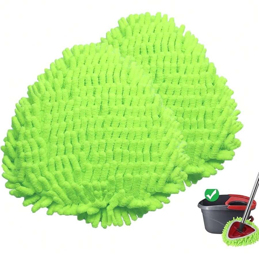 2025-New 2 Pack Reusable Microfiber  Pads Compatible   EasyWring Triangle ,Elastic  Head Replacement For Deep Clean,Hine Washable  Refills - 2 Pack - 查看 1