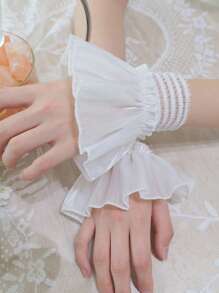 1 Pair Versatile Faux Sleeves Wrist Warmers, Korean Fashion Accessory, Delicate Lady Sleeve Cuffs