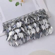 2码 6厘米宽 塑料叶形亮片流苏装饰窗帘流苏花边蕾丝 DIY缝纫配件 工艺品流苏拉丁舞表演服装流苏缝纫流苏流苏花边装饰高级定制缝纫流苏面料和蕾丝流苏工艺品蕾丝工艺品流苏装饰刺绣蕾丝 - 多色 - 查看 8