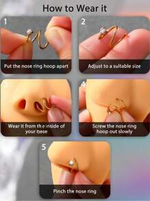 Inel de nas dublu, cerc pentru piercing simplu, oțel inoxidabil, spirală răsucită, 20G, 8/10mm, piercing nas, cerc pentru femei, inel de nas în formă de stea