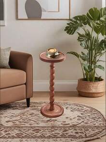 Meja Samping Kayu Bundar Modern, Meja Ujung, Meja Kopi Kayu, Meja Teh Kayu, Meja Samping Kecil, Meja Kopi Multifungsi untuk Ruang Tamu, Sofa, Kamar Tidur, Dudukan Tanaman Kayu, Furnitur Dekorasi Rumah, 24D x 24W x 60H Cm - MultiWarna - View 7