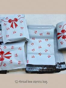 10PCS/20pcs全新原料粉色蝴蝶结少女心礼品袋快递包装袋开学季毕业季结婚季、生日派对礼品袋加厚收纳塑料袋飞机盒衣物袋,适用于学校、办公室、超市运输、发货邮寄返校 - 粉紅色 - 查看 10