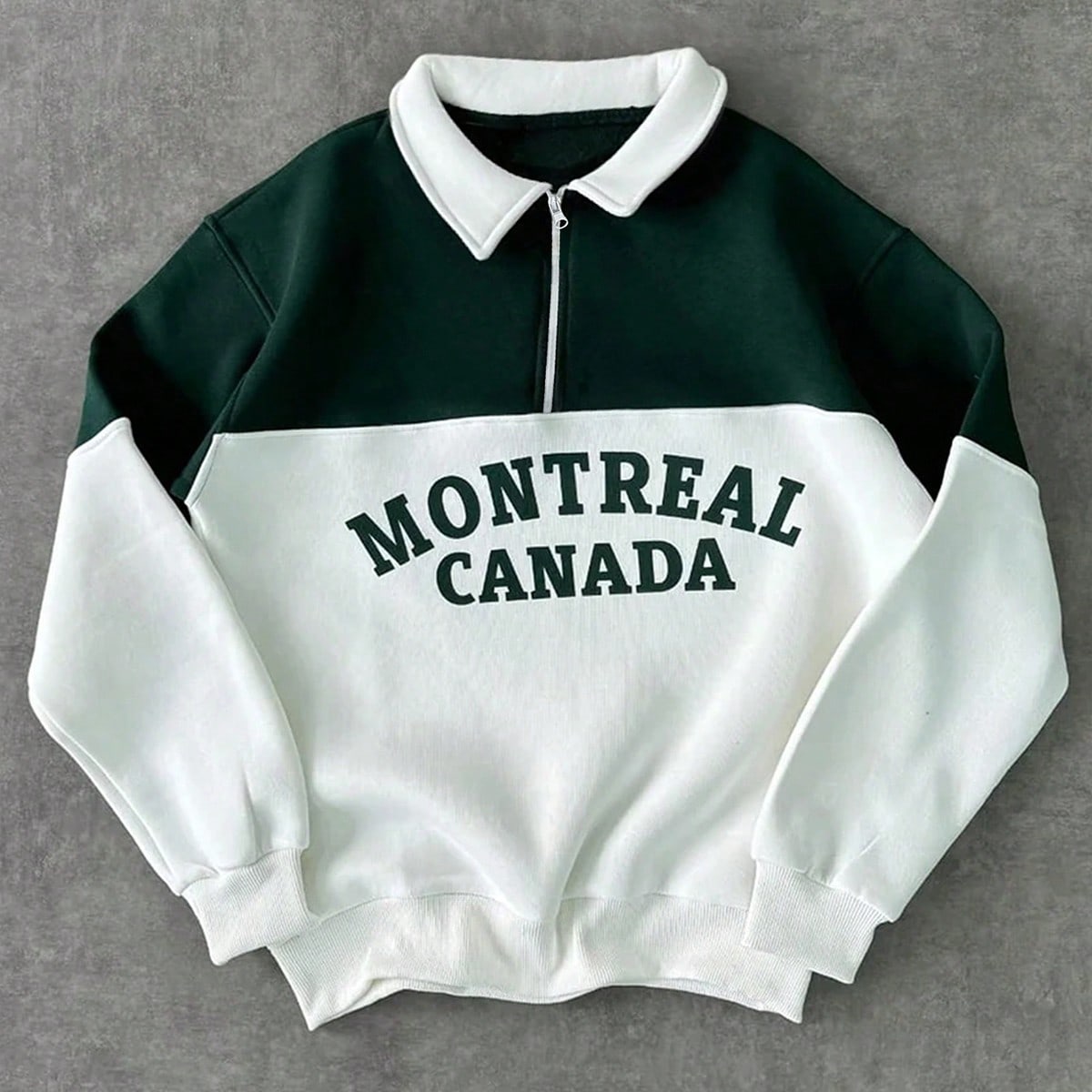 Sudadera con media cremallera para hombre con estampado de letras y parches, sudadera ligera de manga larga y corte holgado, de primavera/otoño