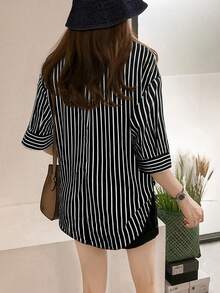 女式时尚休闲条纹印花简约衬衫