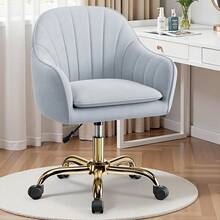 Vanity Chair With Wheels, Comfy Home Office Desk Chairs Adjustable Modern Velvet Makeup Vanity Chairs For Bedroom Living - Multicolor - View 3
