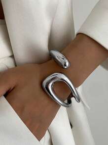 1 Peça Vintage Bracelete de Gargantilha Criativa de Moda Exagerada de Metal Geométrico Assimétrico com Design de Gota d''Água Oca, Joia Punk Minimalista Grossa, Adequada para Uso Diário, Férias, Diferentes Festas e Acessório de Banquete para Mulheres