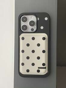 Minimalist Polka Dot Niche Magnetic Card Holder Case, Magsafe Leather Card Slot