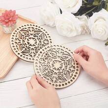 6pcs Set Apricot Crochet Basket With Wooden Bottom And Lid - DIY Weaving Kit For Creative Craft, Dream Theme - Wood Color - View 12