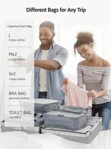 7 Stücke Reise-Aufbewahrungstaschen-Set, Kleidungsaufbewahrungstasche, Reise, Reiseaccessoires, Organisation und Aufbewahrung, Bürobedarf, Schuhorganizer, Haushaltsbedarf, Reise, Kulturbeutel, Reisetasche, Koffer