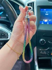 Cordón de teléfono con strass de moda, soporte de llaves con cristales brillantes para mujer, correa para la muñeca resistente para mochila escolar