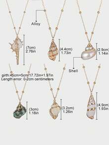 1pc Shell Pendant Necklace, Bohemian Beach Jewelry - Multicolor - View 3