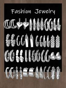 48-96 Pieces Fashionable, Elegant And Simple, Inlaid With Imitation Pearls, Love Butterfly Twist Hollow Design Earrings Set, Suitable For Women's Daily Light Luxury Collocation, To Participate In The Party Vacation Dating, Perfect Gift - 96PCS (Bạc) - Xem 2