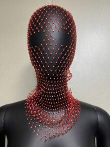 1 peça 55 cm capa de cabeça com strass elástico malha capuz bandana acessórios de cabeça festa de feriado máscara de glitter feminino fantasia festa de Halloween