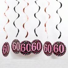 1set Rose Gold PVC Spiral Happy Birthday Swirl 18/21/30/40/50/60/70/80 Years Old Hanging Ornaments Birthday Party Decorations Birthday Decor