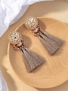 1 par de nuevos pendientes de moda versátil con borlas largas estilo bohemio para mujeres