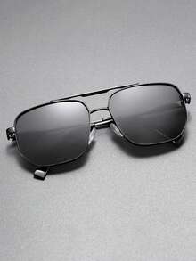 1 Pc Men's Classic Oversized Double Bridge Fashion Glasses, Stylish Fashion Eyewear Suitable For Driving, Travel, Casual, Outdoor Sports, Daily Wear - Multicolor - View 3