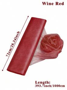 1卷深红色透明欧根纱面料，尺寸为72*1000/48*500/48*1000厘米，透明瑞士纱布，适用于婚礼装饰、新娘送礼会、婴儿送礼会、礼品包装、生日派对、周年纪念、订婚、节日派对、圣诞装饰、家居装饰。 - 酒紅色 - 查看 11