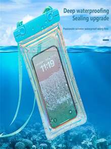 Bolsa impermeable y a prueba de golpes para teléfono con cojín de aire y cordón, bolsa sellada para teléfono, estuche transparente para teléfono, apto para nadar, bucear, rafting al aire libre, días lluviosos, disponible en múltiples colores [Negro, Blanco, Azul, Rojo sandía, Negro obsidiana, Verde fresco, Blanco perla, Rosa]
