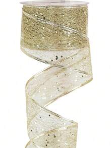 1pc 2m/Pack Christmas Decorative Wire Edge Ribbon, Powder Sprinkled Christmas Ribbon For Home Indoor Decor, Christmas Tree Ornament Home Decor Christmas Decorations Room Decor Winter