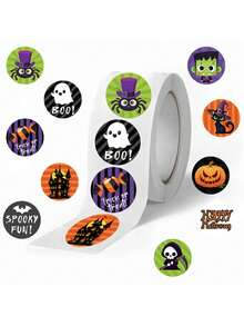 500 Pcs Halloween PVC Stickers - Smooth Round Sticky Stickers With Ghost, Witch, Bat, Pumpkin And "Boo" Patterns, Suitable For Phone Cases, Skateboards, Water Bottles, Gift Wrapping - Fun Party Decorations, Halloween Party Decoration Supplies, Envelope Sealing Stickers, Party Gifts,PVC Decal Sticker SchoolSupplies,Back ToSchool - Multicolor - View 8