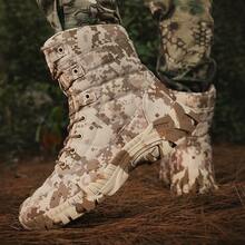 Botas de senderismo de alta calidad, diseño nuevo de 2025 para tallas grandes, zapatos antideslizantes para trekking, botas militares para entrenamiento de combate, zapatos camuflados, botas altas para hombre para otoño/invierno, zapatos de senderismo para hombre, zapatos casuales para deportes al aire libre, botas altas, zapatos negros, zapatos grises, zapatos caqui, zapatos marrones, botas de montar para hombre, adecuados para clima frío de otoño/invierno, tallas del 39 al 47 (patrón asimétrico) - Arena de camuflaje - Ver 11
