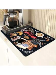 Artículos de decoración navideña Alfombrilla para barra de café, Posavasos aislantes, Almohadilla antigoteo para cafetera de encimera de cocina, Almohadilla absorbente resistente al agua para dispensador de agua, Alfombrilla de mesa resistente al aceite, Accesorios para alfombrilla de barra de café Súper absorbente antideslizante Alfombrillas de silicona para secar platos para decoración de encimera de cocina, Regalo para Navidad, Vuelta al cole, Verano, Halloween, Navidad