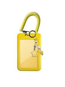 1 件多巴胺星形弹簧扣亚克力硬卡夹，ins 风格时尚星星钥匙扣配彩色卡夹，别致串珠手机壳吊饰，简约星星设计，适合返校礼物、女友礼物、生日礼物，可容纳餐卡、身份证、银行卡