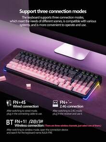 AULA F98 Three-Mode Mechanical Keyboard, 99-Key Arrangement, 19 Kinds Of RGB Lighting Effects, Shaft Body Hot-Swappable, Compatible With Windows, IOS And Systems, Large Battery Capacity, Suitable For Daily Office And E-Sports Games, And Can Be Connected To Notebooks/Computers And Other Devices.
